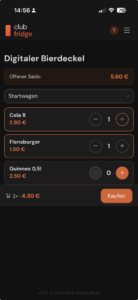Clubfridge - digitale Getränke verwaltung