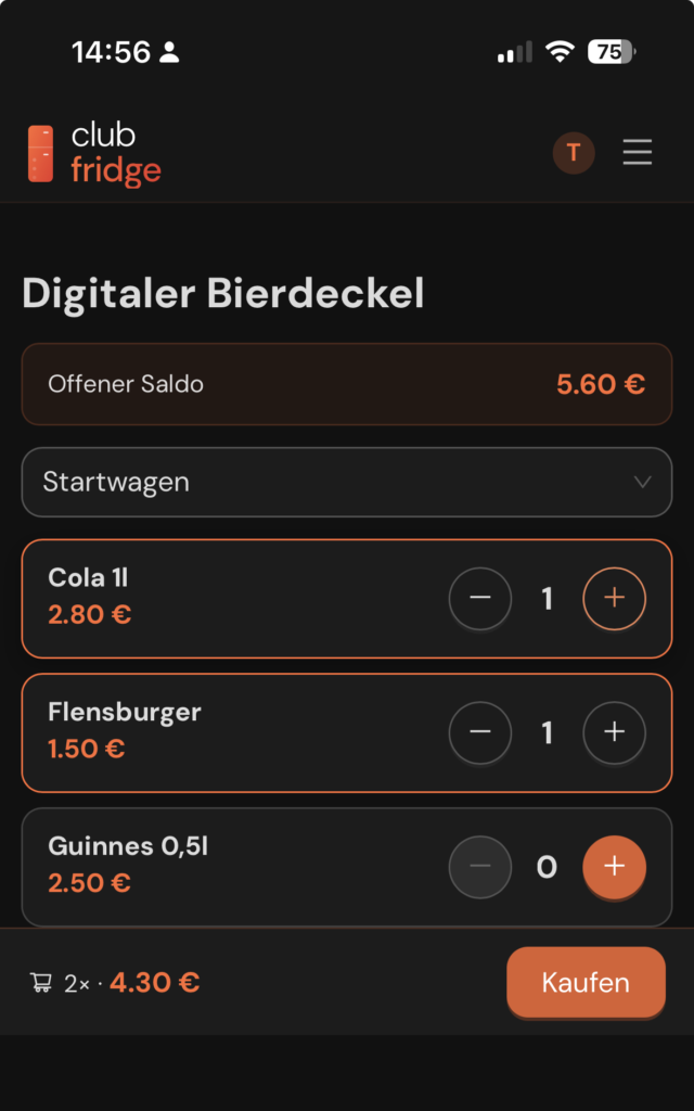 Clubfridge - digitale Getränke verwaltung